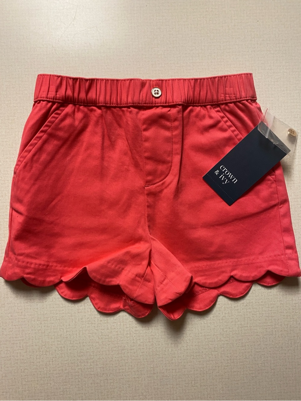 crown & ivy Coral Scallop Hem Pull-On Shorts